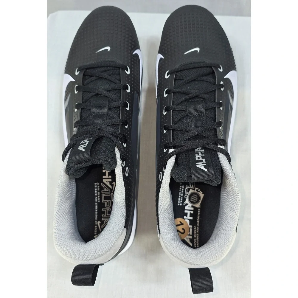 Nike Alpha Menace 4 Varsity Football Cleats Black White FN0027-001 Men's Size 12